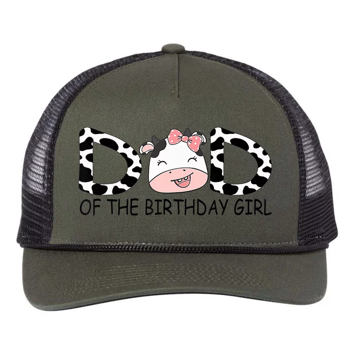 Dad Of The Birthday For Girl Cow Farm First Birthday Cow Retro Rope Trucker Hat Cap