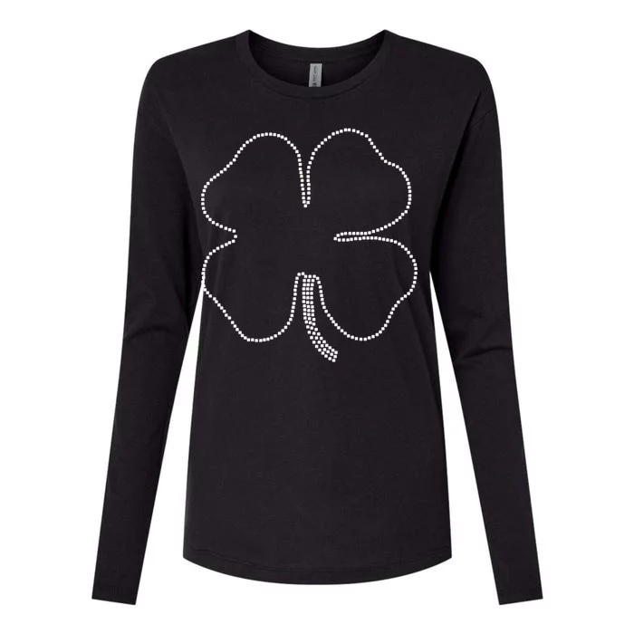 Dotted Cloverleaf St. Patrick's Day Womens Cotton Relaxed Long Sleeve T-Shirt