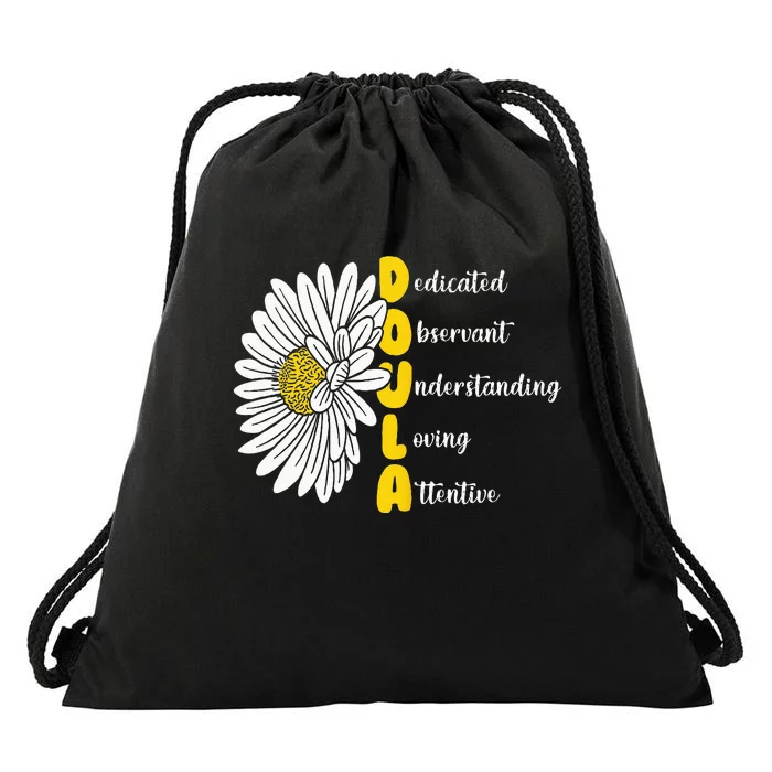 Dedicated Observant Understanding Loving Attentive Doula Drawstring Bag