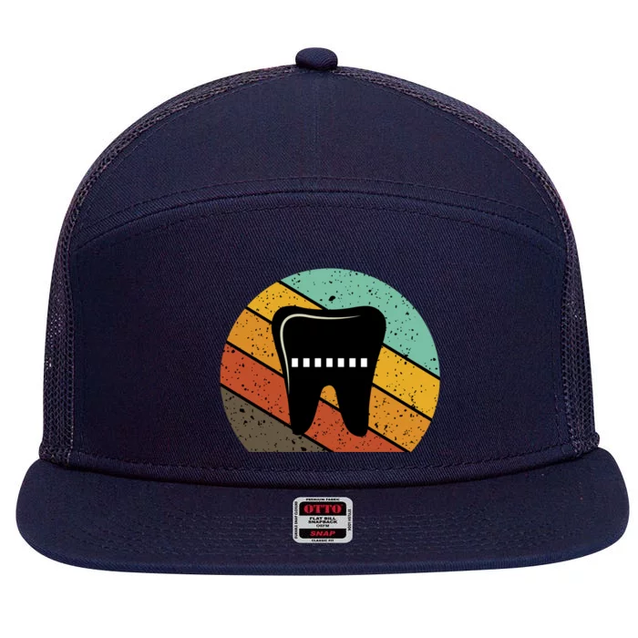 Dentist Orthodontist Vintage Retro Tooth Funny Gift 7 Panel Mesh Trucker Snapback Hat