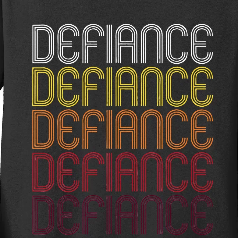 Defiance Oh Vintage Style Ohio Kids Long Sleeve Shirt