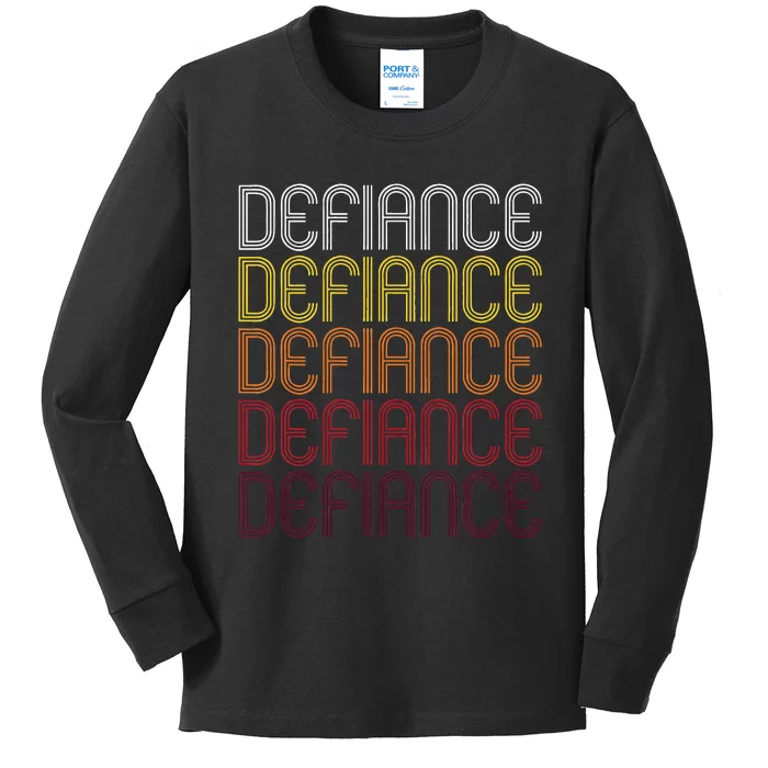 Defiance Oh Vintage Style Ohio Kids Long Sleeve Shirt