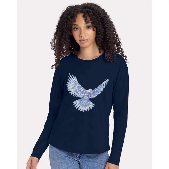 Dove Blue Porcelain Womens Cotton Relaxed Long Sleeve T-Shirt