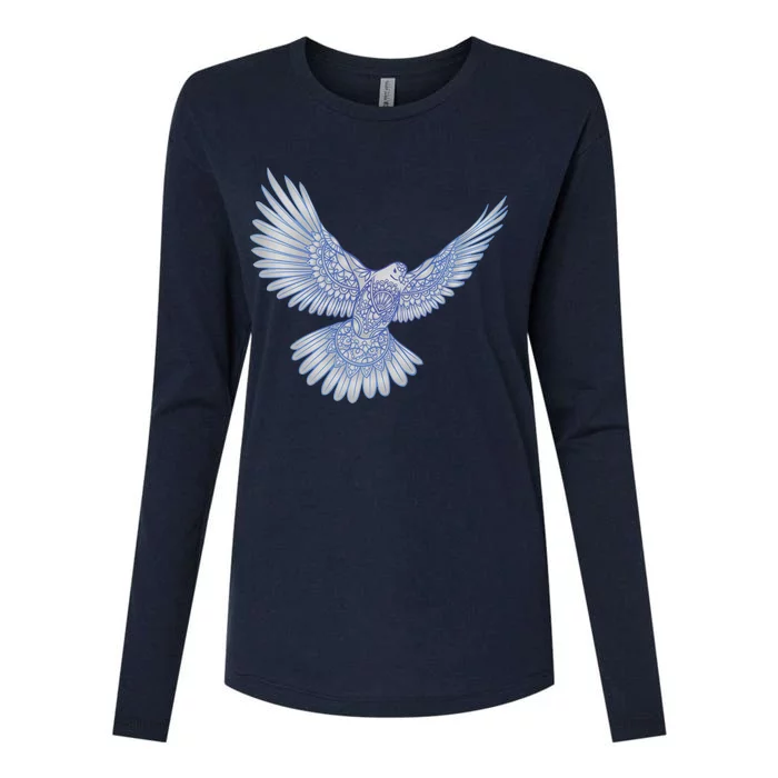 Dove Blue Porcelain Womens Cotton Relaxed Long Sleeve T-Shirt