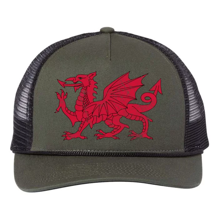 Dragon Of Wales Flag Welsh Cymru Flags Medieval Welsh Rugby Cute Gift Retro Rope Trucker Hat Cap