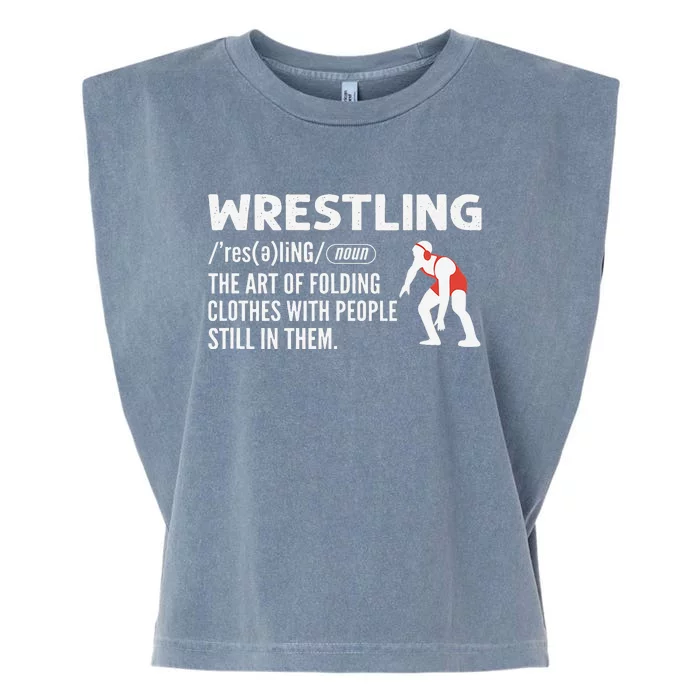 Definition Of Wrestling Funny Wrestler Coach Garment-Dyed Women's Muscle Tee