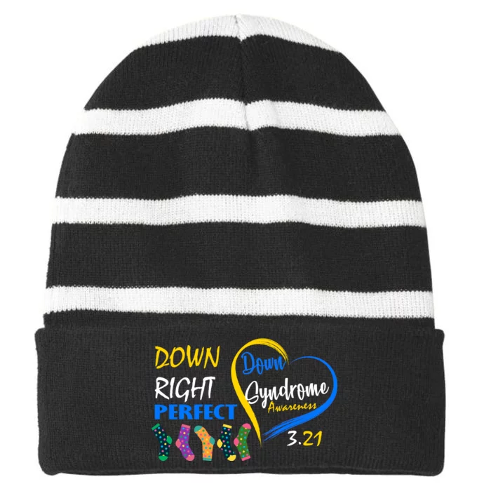 Down Right Perfect Down Syndrome Striped Beanie with Solid Band