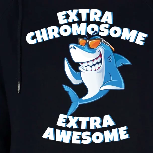 Down Syndrome - Extra Chromosome Shark Womens Funnel Neck Pullover Hood