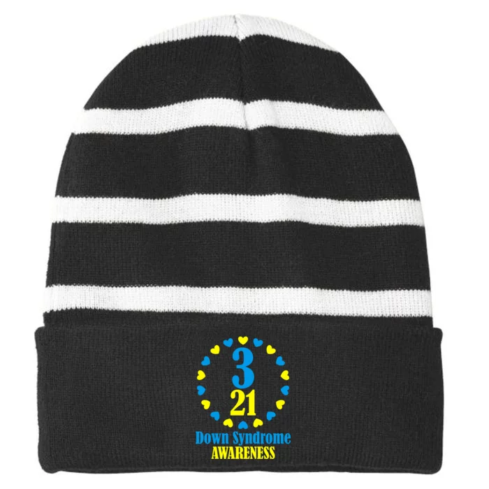 Down Syndrome Awareness Striped Beanie with Solid Band