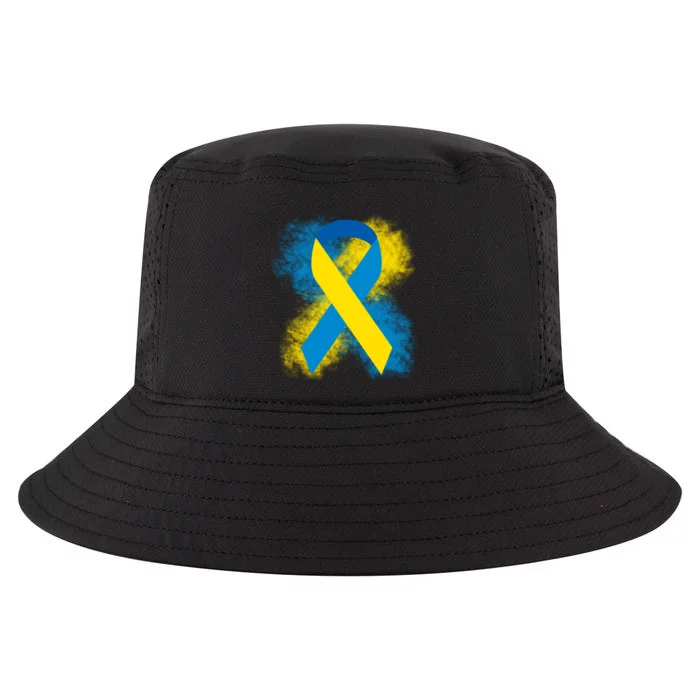 Down Syndrome Awareness Blue & Yellow Ribbon Cool Comfort Performance Bucket Hat