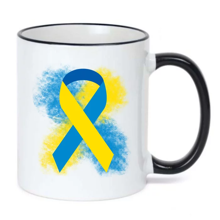 Down Syndrome Awareness Blue & Yellow Ribbon Black Color Changing Mug