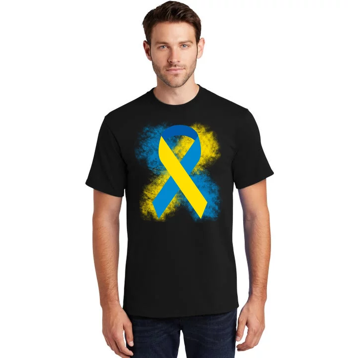 Down Syndrome Awareness Blue & Yellow Ribbon Tall T-Shirt