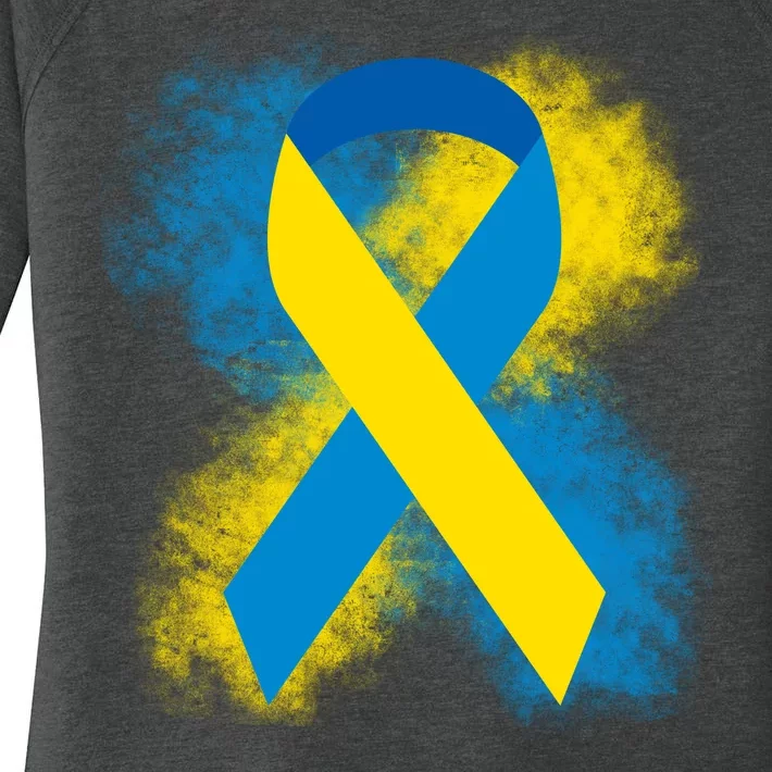 Down Syndrome Awareness Blue & Yellow Ribbon Women's Perfect Tri Tunic Long Sleeve Shirt