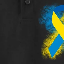 Down Syndrome Awareness Blue & Yellow Ribbon Dry Zone Grid Performance Polo