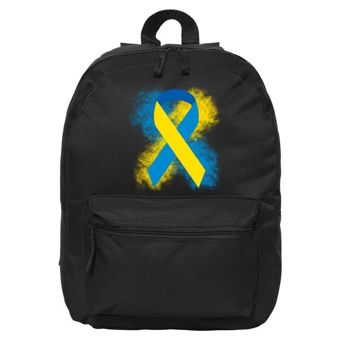 Down Syndrome Awareness Blue & Yellow Ribbon 16 in Basic Backpack