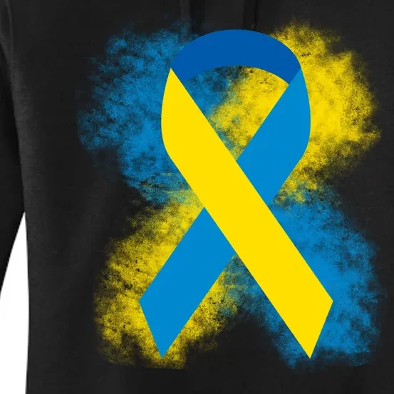 Down Syndrome Awareness Blue & Yellow Ribbon Women's Pullover Hoodie