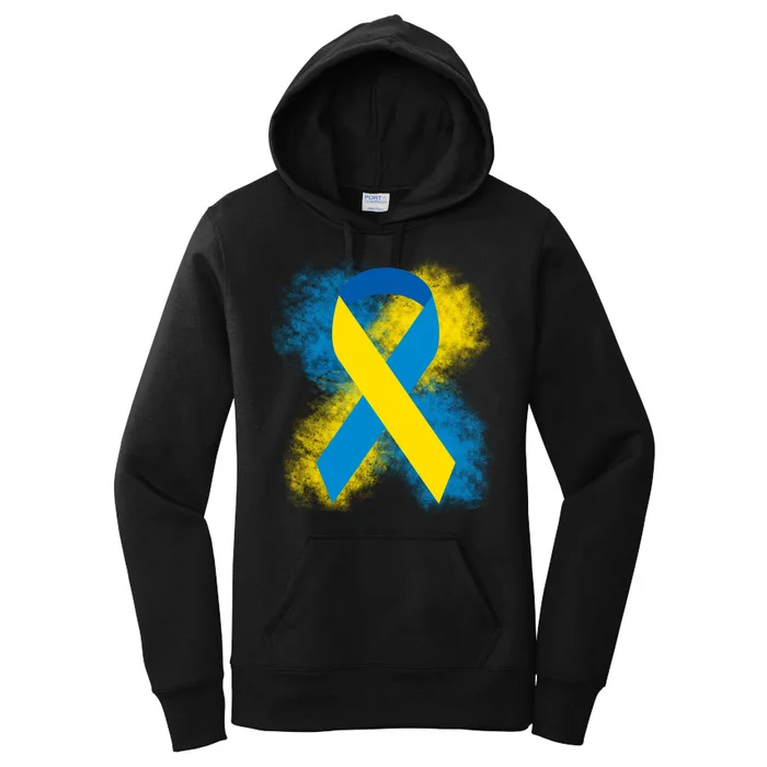 Down Syndrome Awareness Blue & Yellow Ribbon Women's Pullover Hoodie