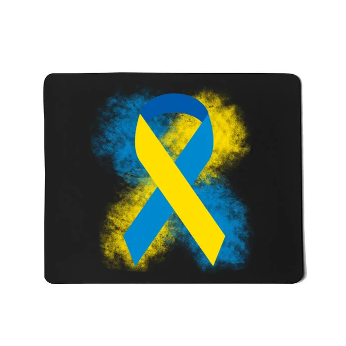 Down Syndrome Awareness Blue & Yellow Ribbon Mousepad