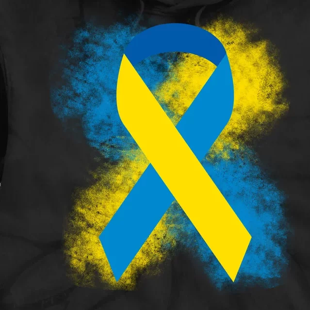 Down Syndrome Awareness Blue & Yellow Ribbon Tie Dye Hoodie