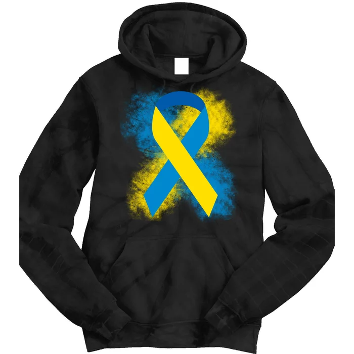 Down Syndrome Awareness Blue & Yellow Ribbon Tie Dye Hoodie