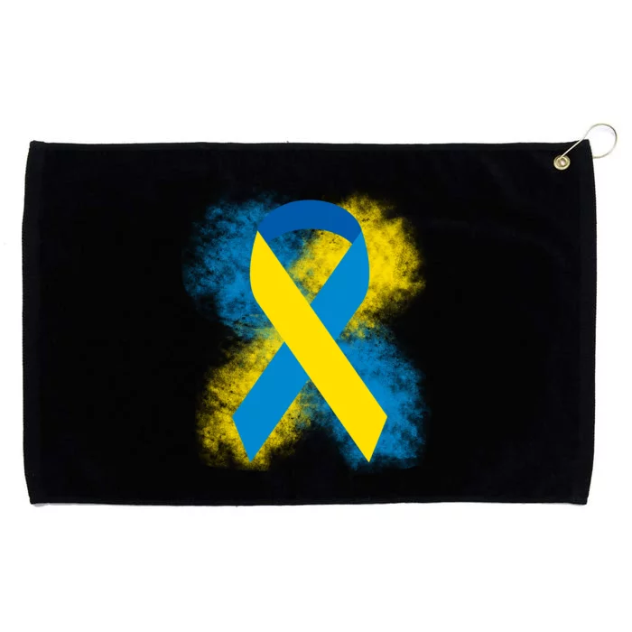 Down Syndrome Awareness Blue & Yellow Ribbon Grommeted Golf Towel