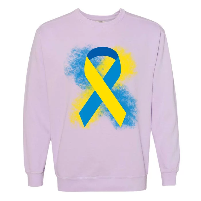 Down Syndrome Awareness Blue & Yellow Ribbon Garment-Dyed Sweatshirt