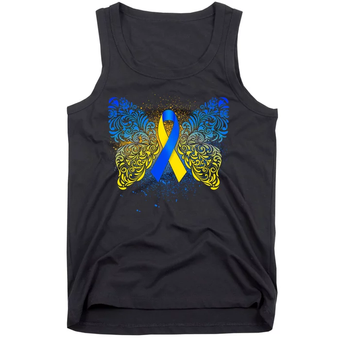 Down Syndrome Awareness Butterfly Ribbon Tank Top