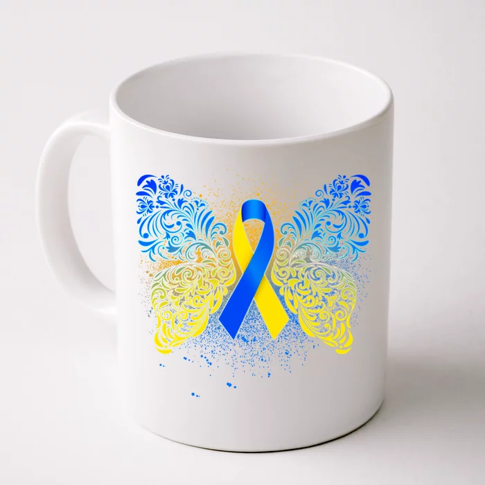 Down Syndrome Awareness Butterfly Ribbon Front & Back Coffee Mug