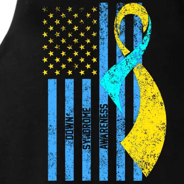 Down Syndrome Awareness Flag Ladies Tri-Blend Wicking Tank