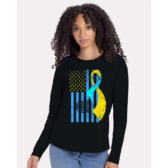 Down Syndrome Awareness Flag Womens Cotton Relaxed Long Sleeve T-Shirt