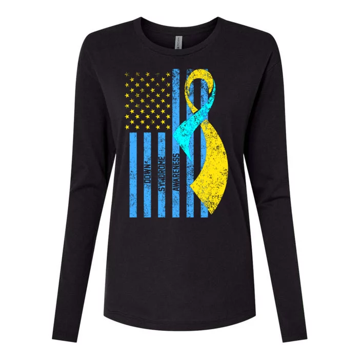 Down Syndrome Awareness Flag Womens Cotton Relaxed Long Sleeve T-Shirt