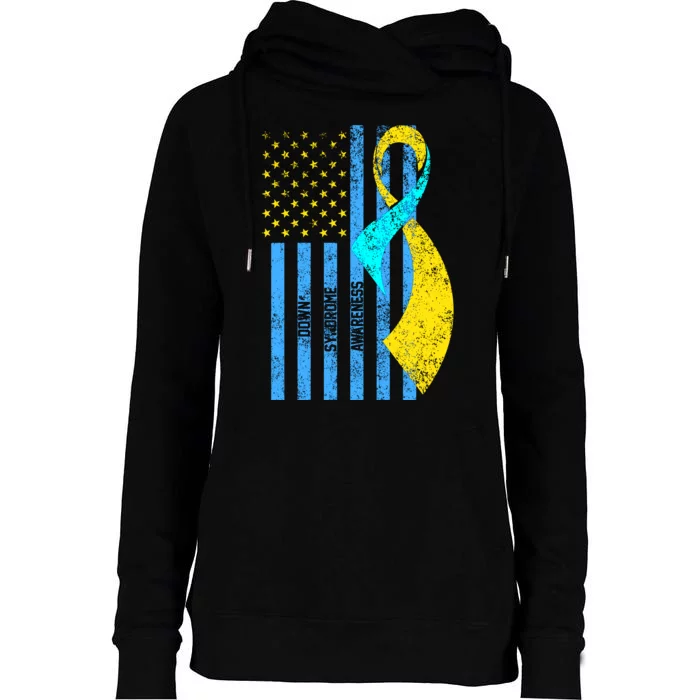 Down Syndrome Awareness Flag Womens Funnel Neck Pullover Hood