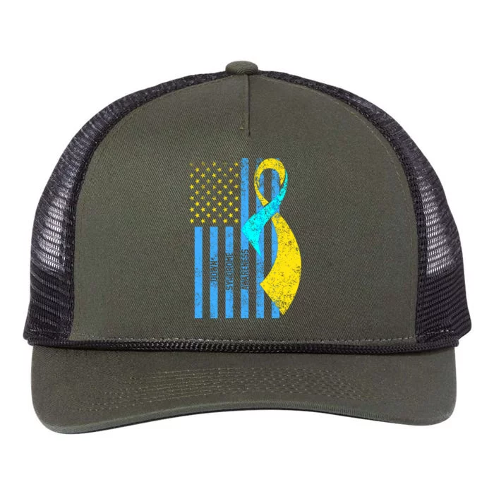 Down Syndrome Awareness Flag Retro Rope Trucker Hat Cap