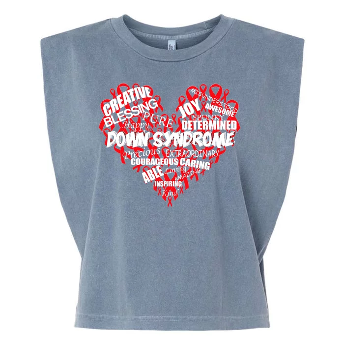 Down Syndrome Awareness Heart Garment-Dyed Women's Muscle Tee