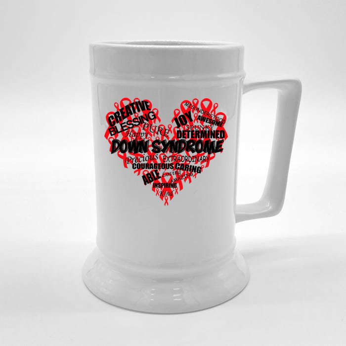 Down Syndrome Awareness Heart Front & Back Beer Stein