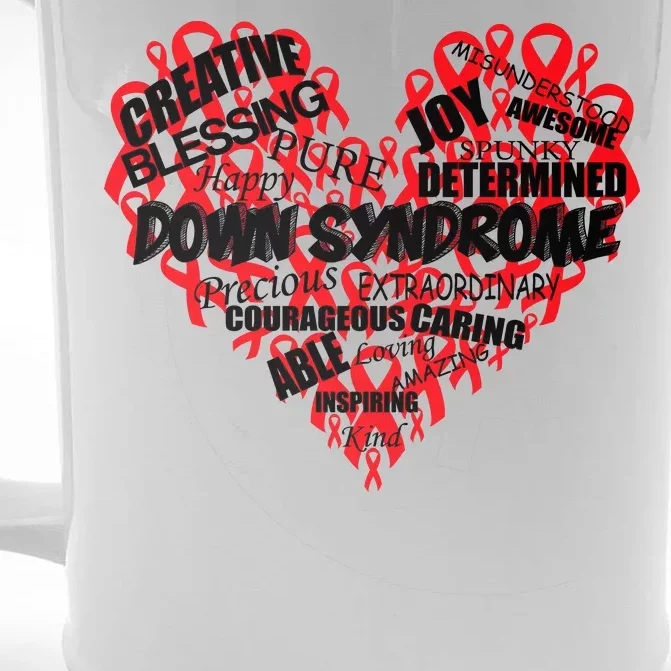 Down Syndrome Awareness Heart Front & Back Beer Stein