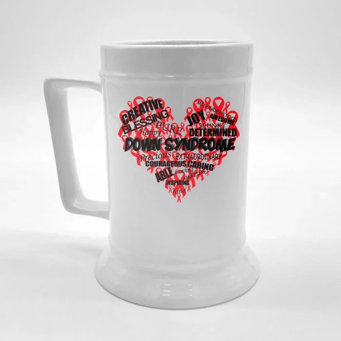 Down Syndrome Awareness Heart Front & Back Beer Stein