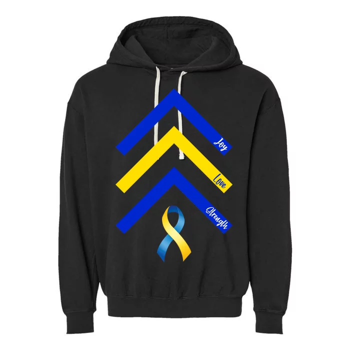 Down Syndrome Awareness Joy Love Strength Garment-Dyed Fleece Hoodie