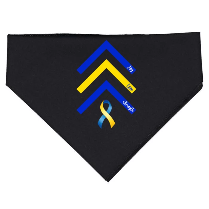 Down Syndrome Awareness Joy Love Strength USA-Made Doggie Bandana