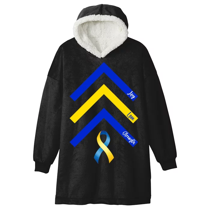 Down Syndrome Awareness Joy Love Strength Hooded Wearable Blanket