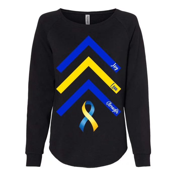 Down Syndrome Awareness Joy Love Strength Womens California Wash Sweatshirt