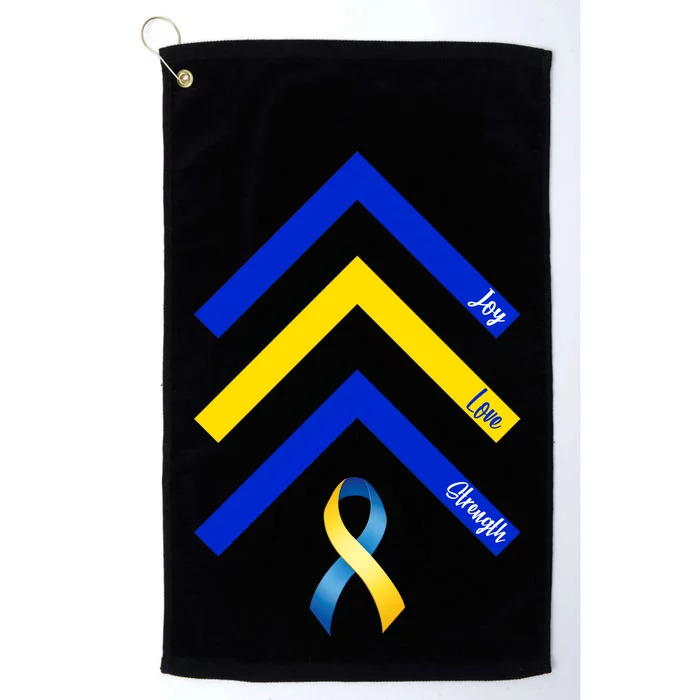 Down Syndrome Awareness Joy Love Strength Platinum Collection Golf Towel