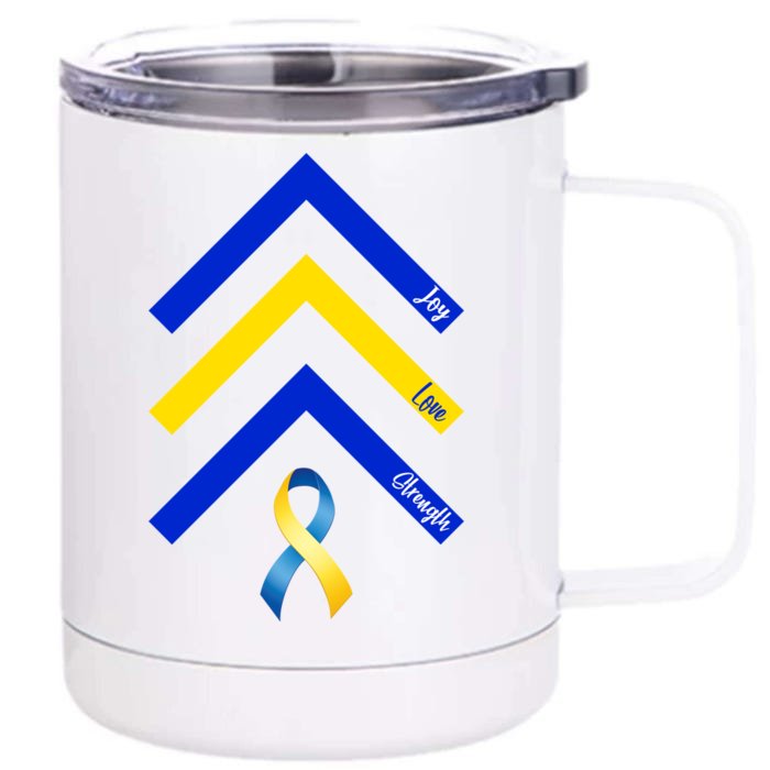 Down Syndrome Awareness Joy Love Strength Front & Back 12oz Stainless Steel Tumbler Cup