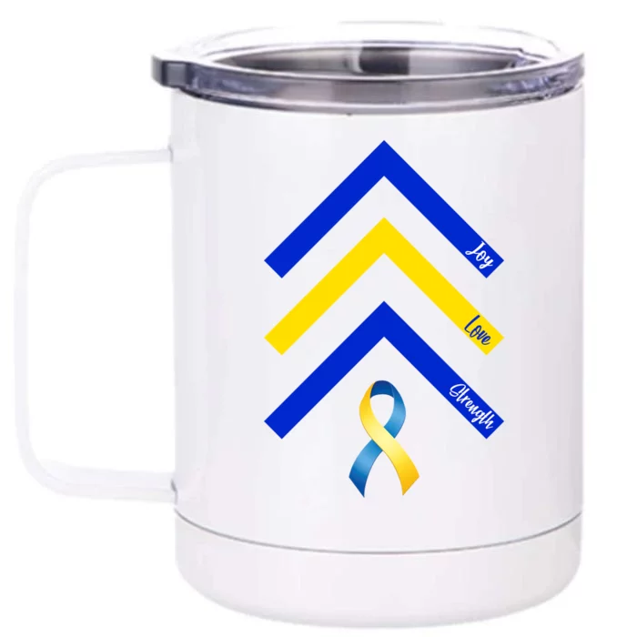 Down Syndrome Awareness Joy Love Strength Front & Back 12oz Stainless Steel Tumbler Cup