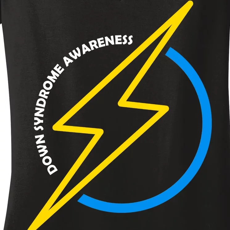 Down Syndrome Awareness Lightning Bolt Women's V-Neck T-Shirt