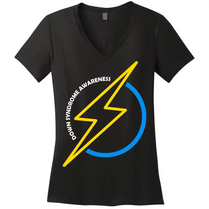 Down Syndrome Awareness Lightning Bolt Women's V-Neck T-Shirt