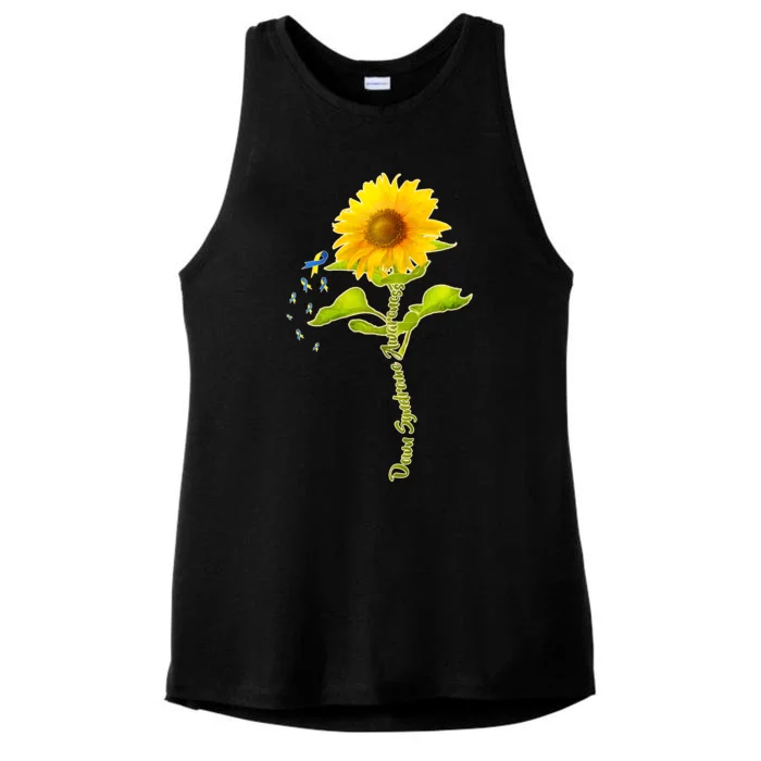 Down Syndrome Awareness Sunflower Ladies Tri-Blend Wicking Tank