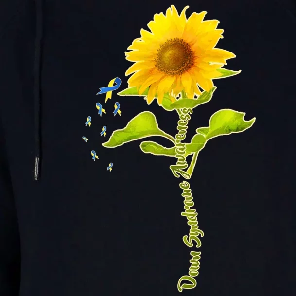 Down Syndrome Awareness Sunflower Womens Funnel Neck Pullover Hood