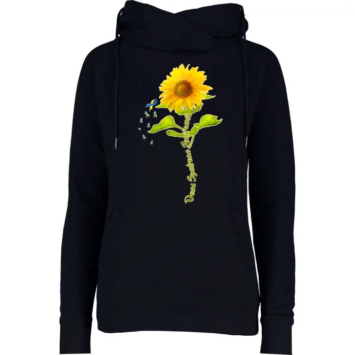 Down Syndrome Awareness Sunflower Womens Funnel Neck Pullover Hood