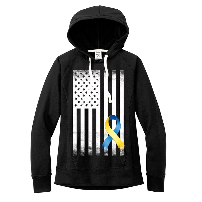 Down Syndrome Awareness USA Flag Women's Fleece Hoodie